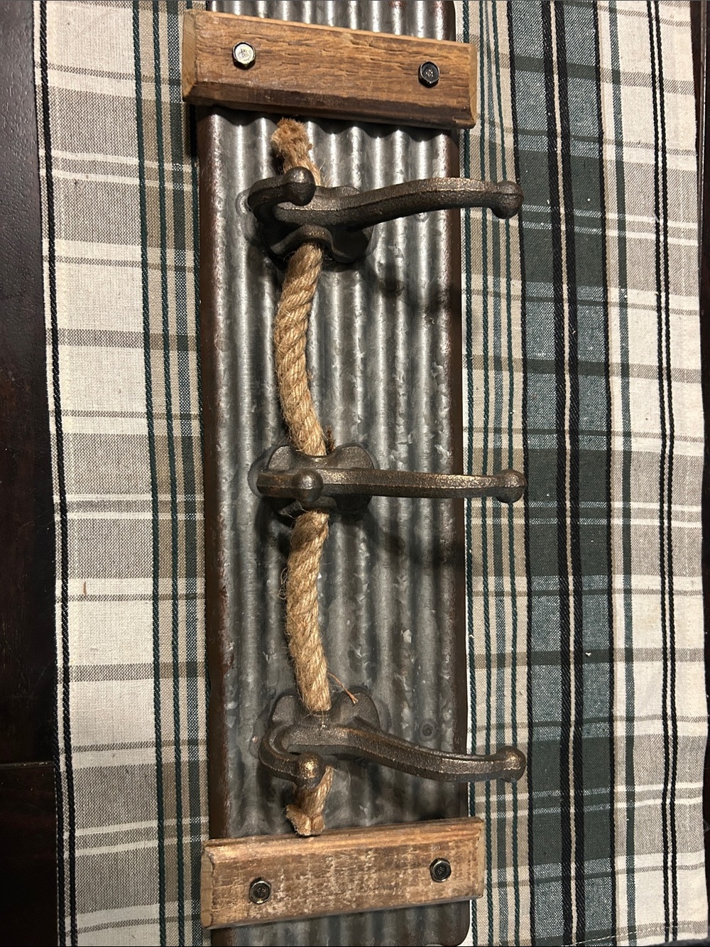 Rustic Metal and Rope Wall Hook - Brown
